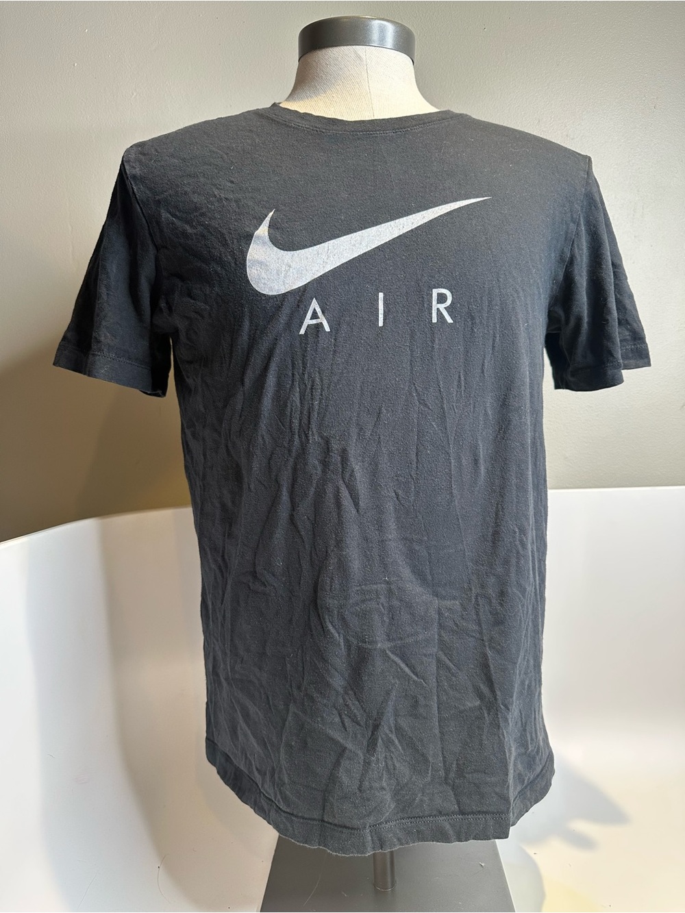Nike Black T-Shirt with White Swoosh and AIR Logo